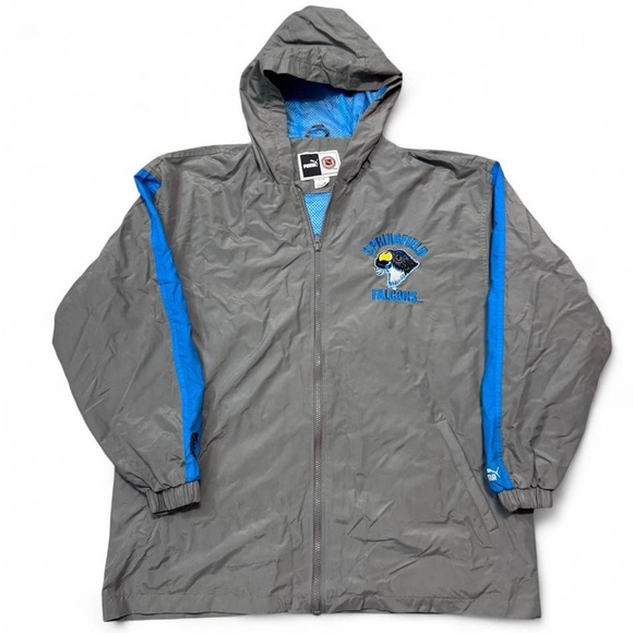Vintage 90s Puma Springfield Falcons AHL full zip lightweight jacket grey M mens - Picture 1 of 8